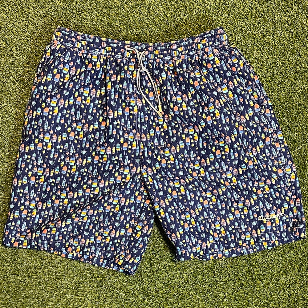 Peter Millar Navy and Multicolor Swim Trunks
